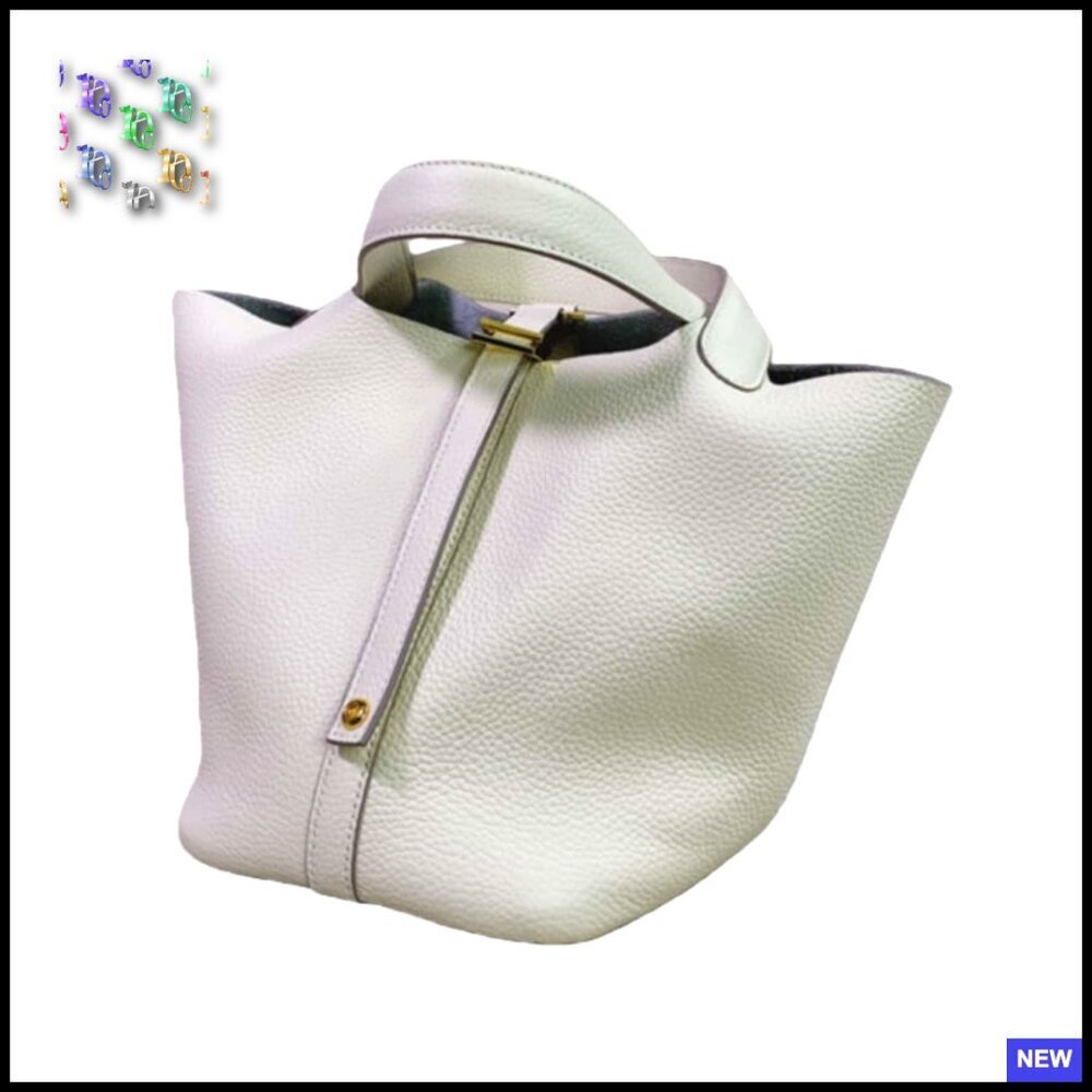 Genuine Leather Bucket Bag Textured Drawstring Closure Tote Elegant Minimal